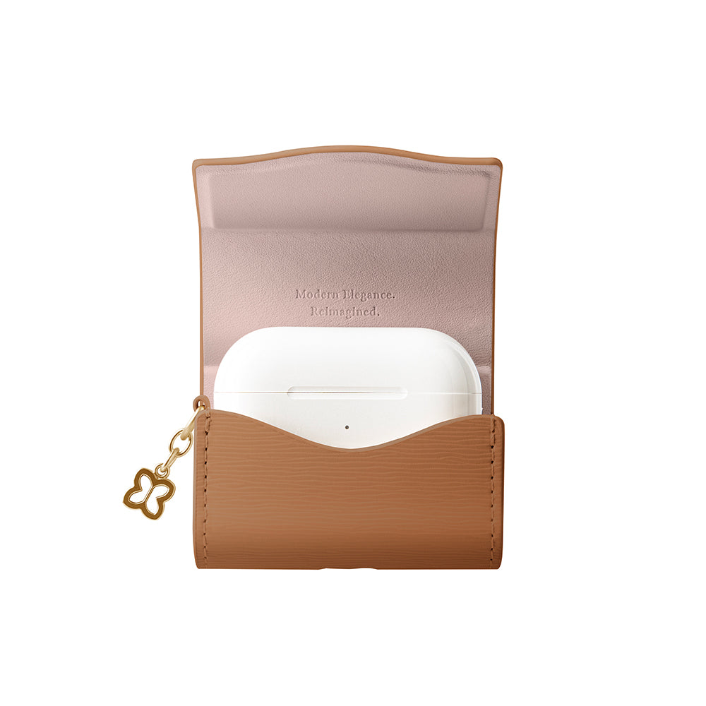 Apple Airpods Pro 2 Kılıf PU Deri Çanta Tasarımlı Coehl Mirelle Serisi Kapak Kahverengi