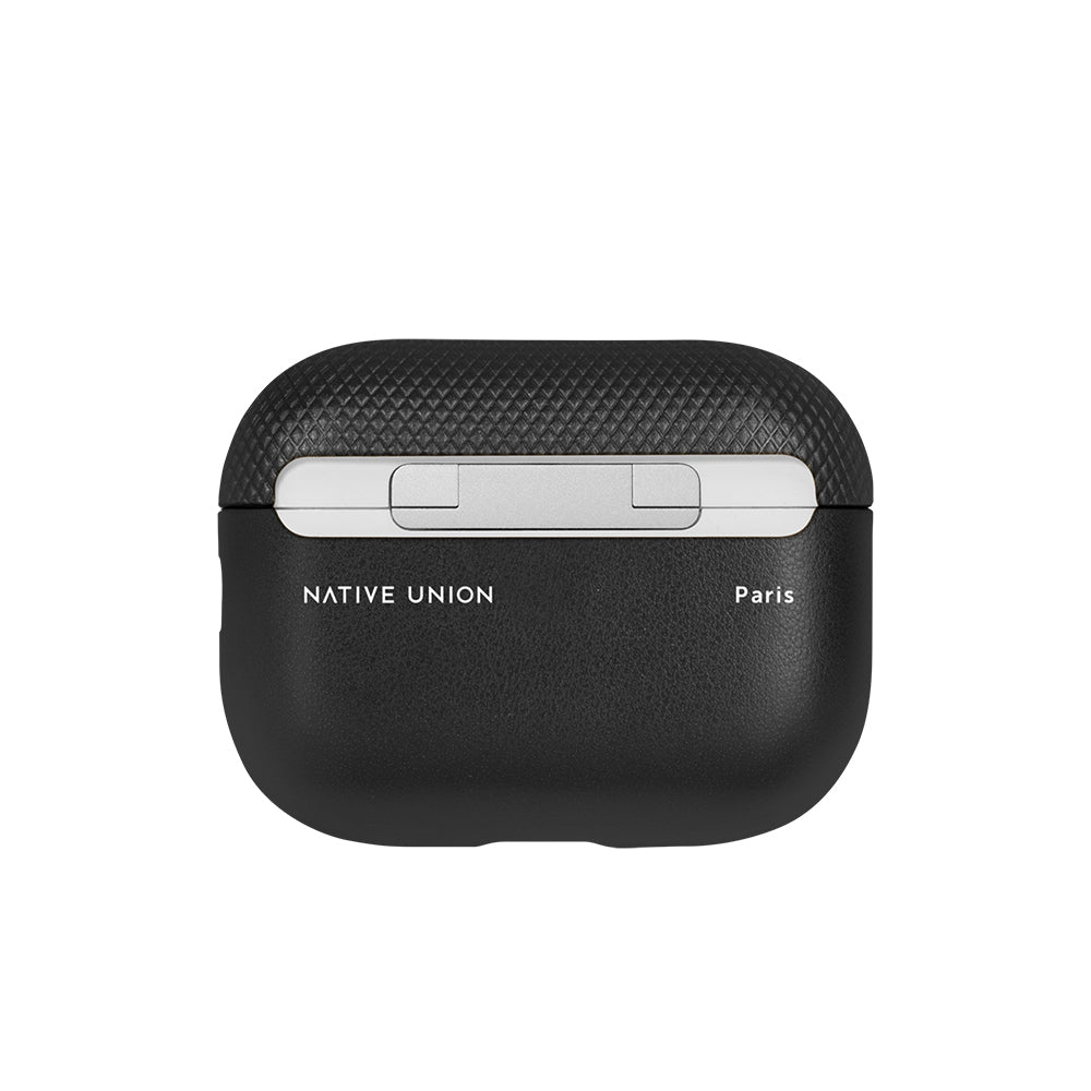 Apple AirPods Pro 2 Kılıf Qi M-Safe Şarj Özellikli Native Union RE Classic Serisi Suni Deri Kapak Siyah