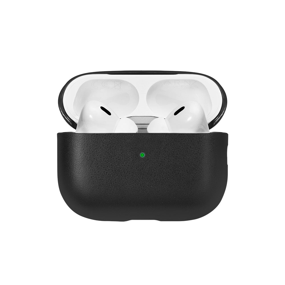 Apple AirPods Pro 2 Kılıf Qi M-Safe Şarj Özellikli Native Union RE Classic Serisi Suni Deri Kapak Siyah