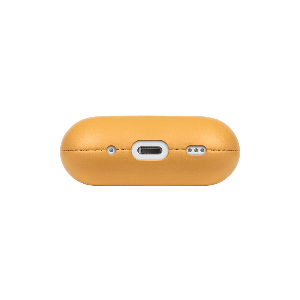 Apple AirPods Pro 2 Kılıf Qi M-Safe Şarj Özellikli Native Union RE Classic Serisi Suni Deri Kapak Turuncu