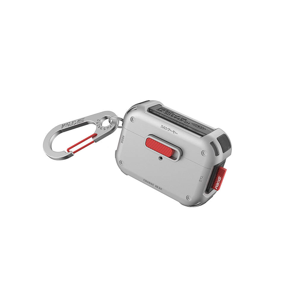 AirPods Pro 2 Kılıf SkinArma Magnetik Kilitli Airbagli Tasarım Mecha Kılıf Gümüş