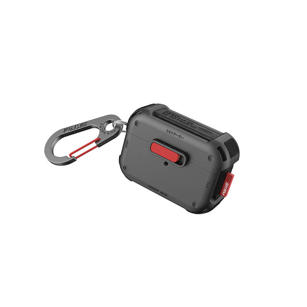 AirPods Pro 2 Kılıf SkinArma Magnetik Kilitli Airbagli Tasarım Mecha Kılıf Füme