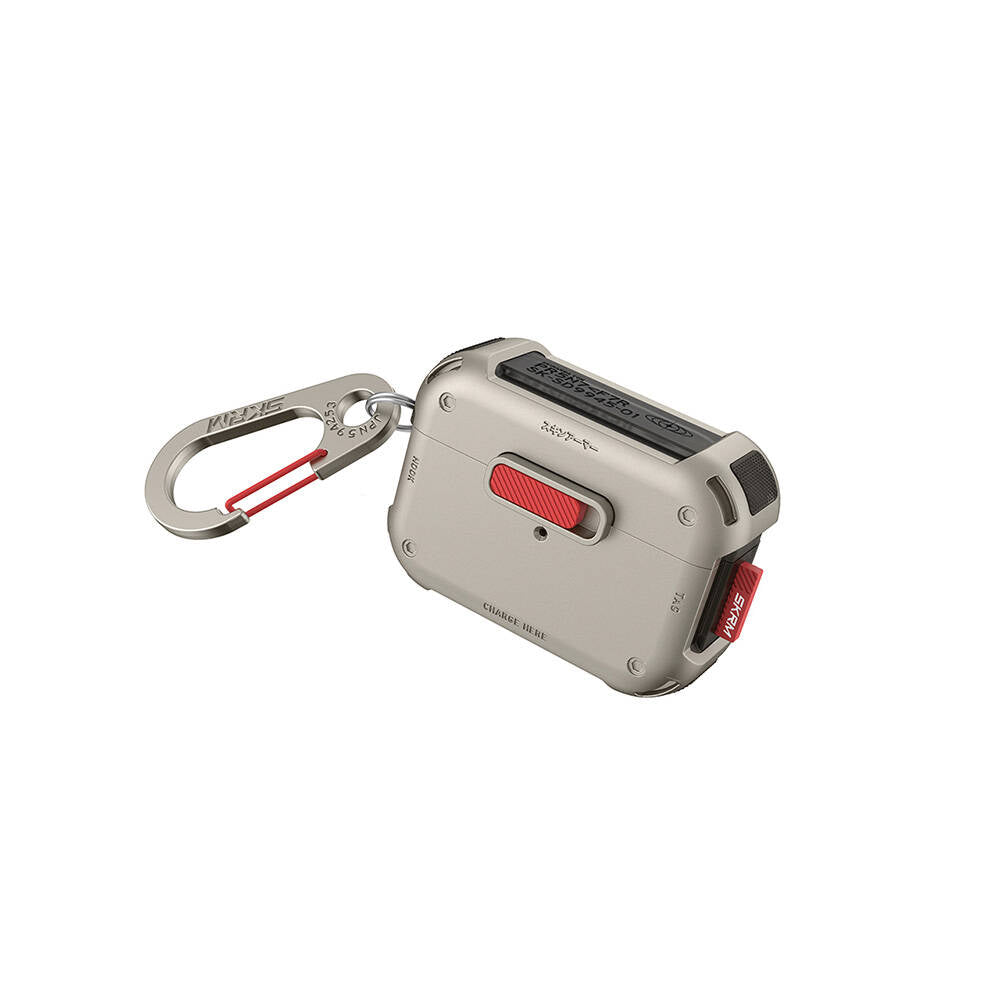 AirPods Pro 2 Kılıf SkinArma Magnetik Kilitli Airbagli Tasarım Mecha Kılıf Titanyum
