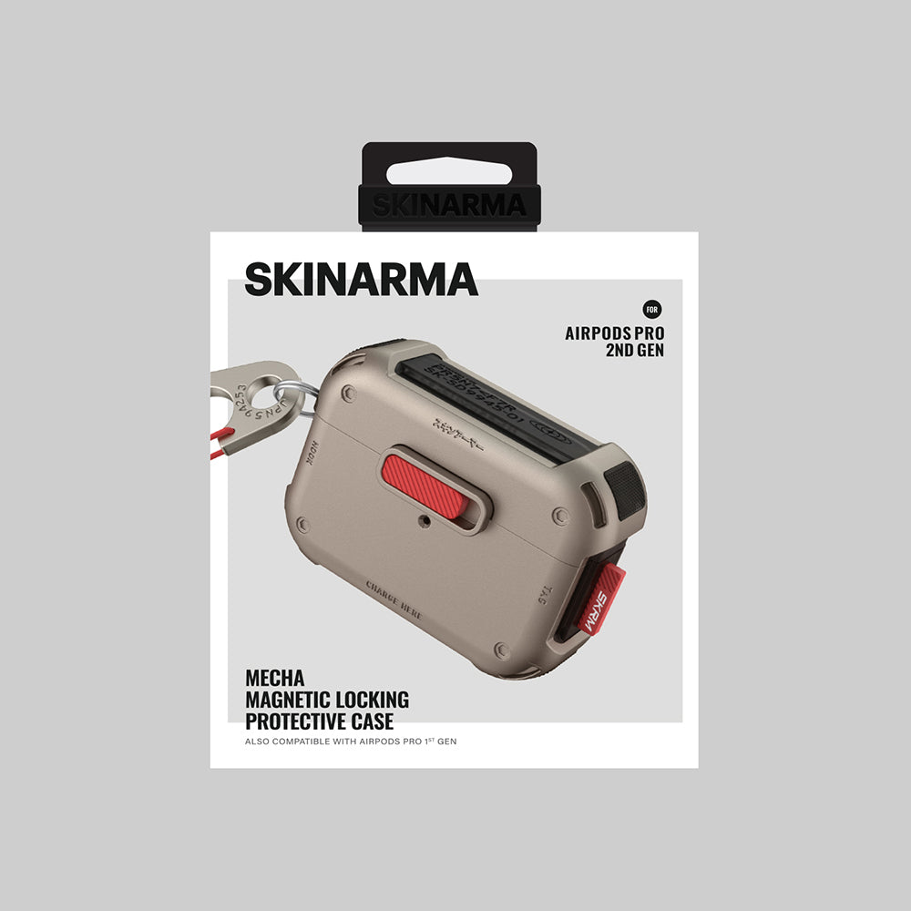 Apple AirPods Pro 2 Kılıf SkinArma Magnetik Kilitli Airbagli Tasarım Mecha Kılıf Gold