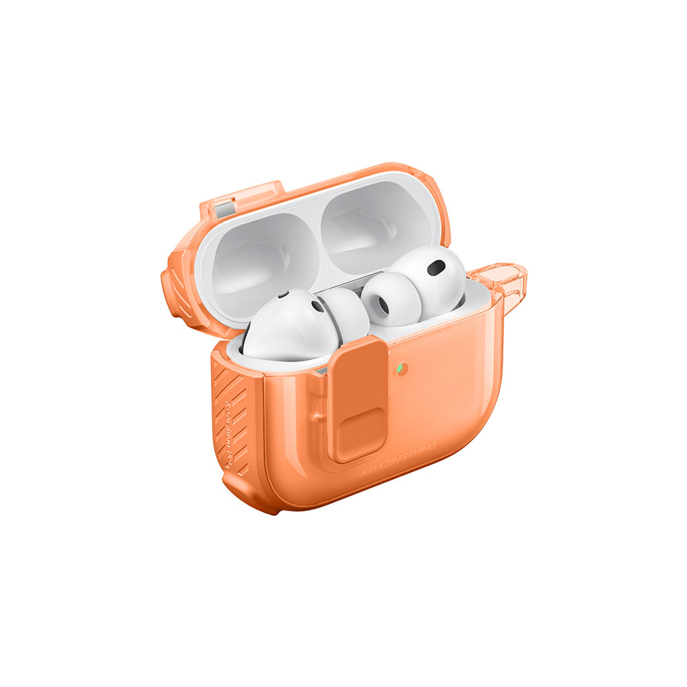 Apple Airpods Pro 3 Amazingthing Kilit Tasarımlı Airbagli Titan Pro Serisi Kapak Turuncu