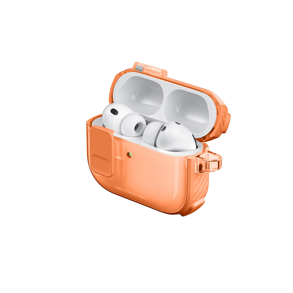 Apple Airpods Pro 3 Amazingthing Kilit Tasarımlı Airbagli Titan Pro Serisi Kapak Turuncu