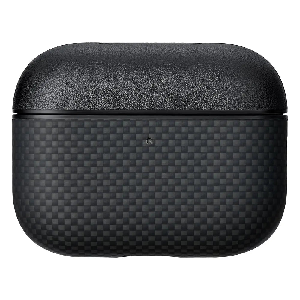 Apple Airpods Pro 3 Kılıf 1500D Aramid Fiber Pitaka Ultra-Slim Classic Serisi Black-Grey Twill Kapak Siyah-Gri