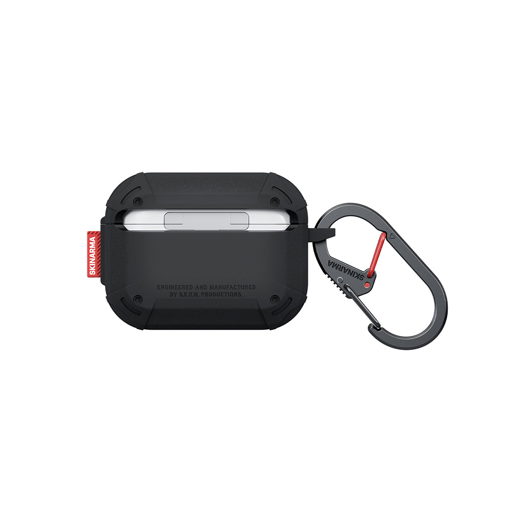 Apple Airpods Pro 3 Kılıf Airbagli Yivli Köşe Kilit Tasarımlı 360 Derece Koruma Skinarma Mecha LE Kılıf Siyah