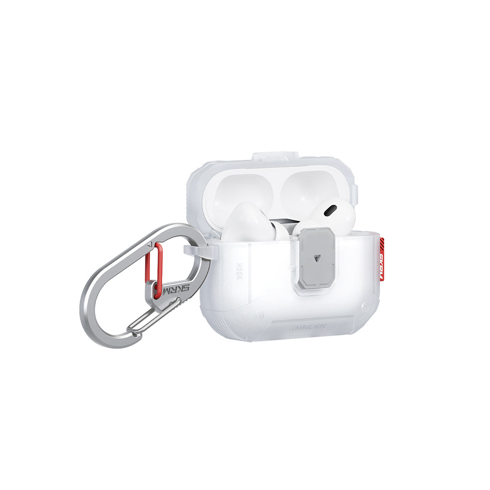 Apple Airpods Pro 3 Kılıf Airbagli Yivli Köşe Kilit Tasarımlı 360 Derece Koruma Skinarma Mecha LE Kılıf Şeffaf