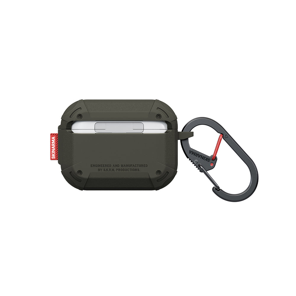 Apple Airpods Pro 3 Kılıf Airbagli Yivli Köşe Kilit Tasarımlı 360 Derece Koruma Skinarma Mecha LE Kılıf Yeşil