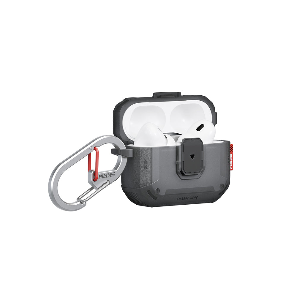 Apple Airpods Pro 3 Kılıf Airbagli Yivli Köşe Kilit Tasarımlı 360 Derece Koruma Skinarma Mecha LE Kılıf Füme