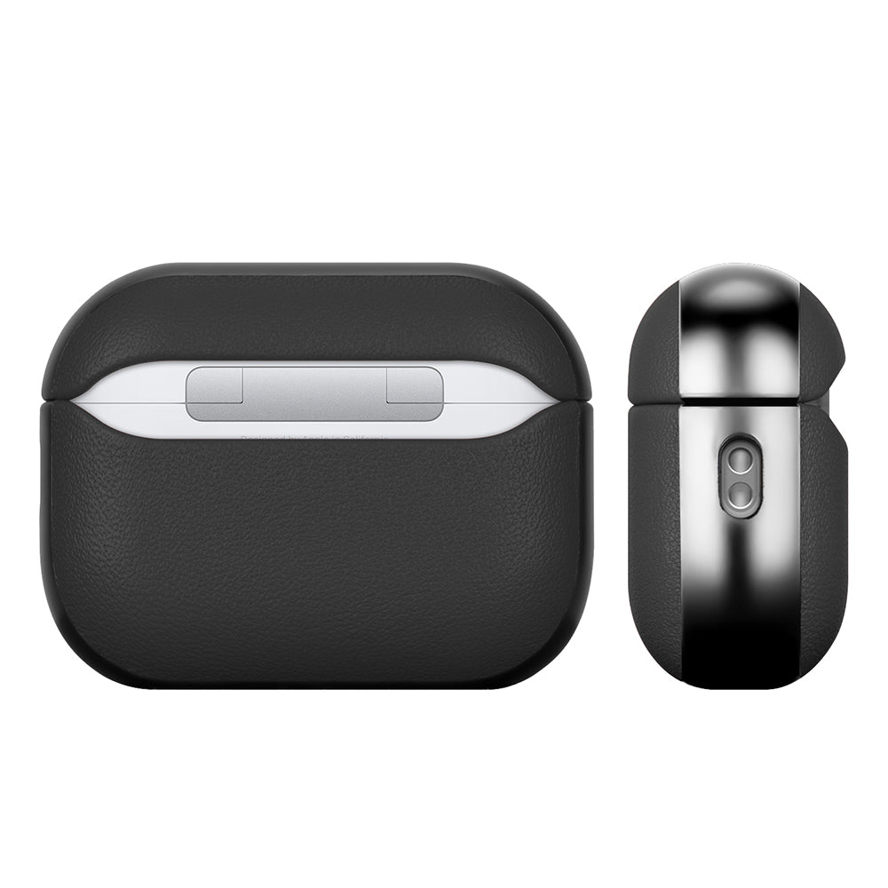Apple AirPods Pro 3 Kılıf M-Safe Şarj Özellikli Mutural Poying Serisi Deri Tasarımlı Kapak Siyah