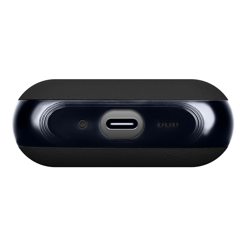 Apple AirPods Pro 3 Kılıf M-Safe Şarj Özellikli Mutural Poying Serisi Deri Tasarımlı Kapak Siyah