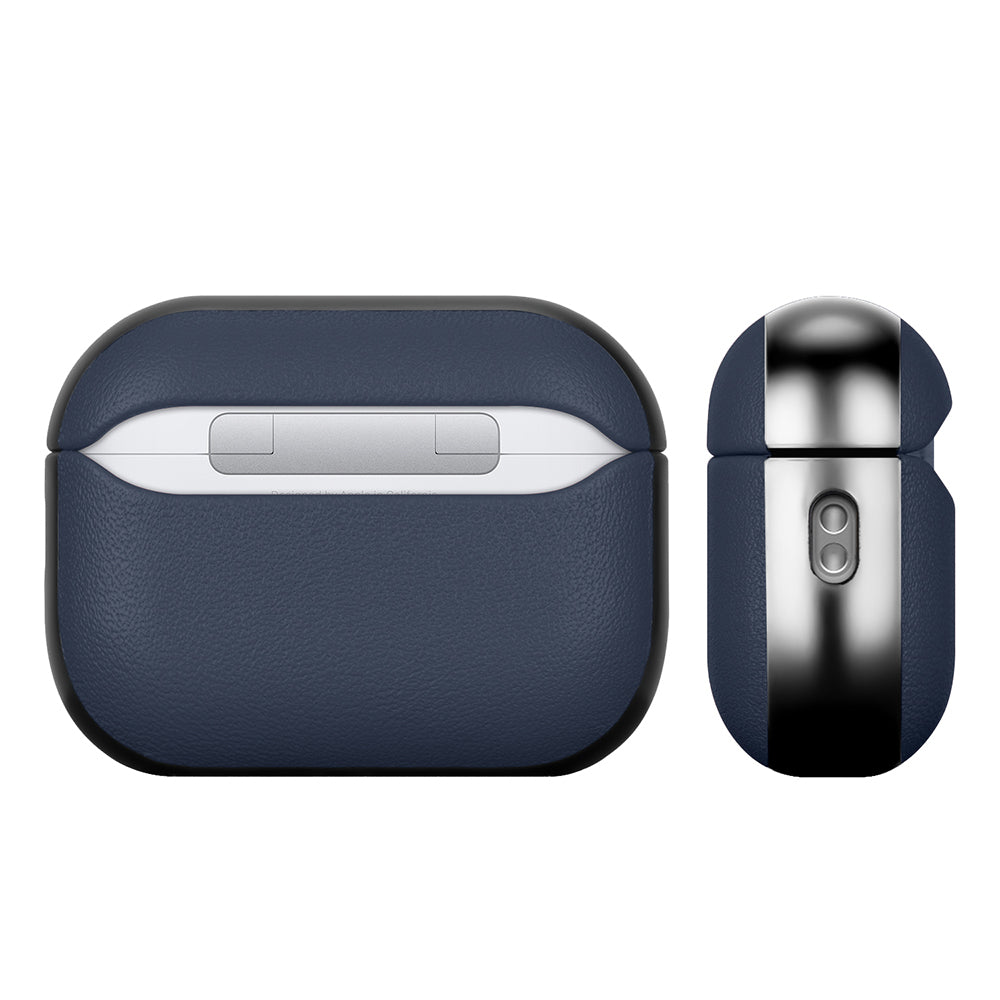 Apple AirPods Pro 3 Kılıf M-Safe Şarj Özellikli Mutural Poying Serisi Deri Tasarımlı Kapak Lacivert