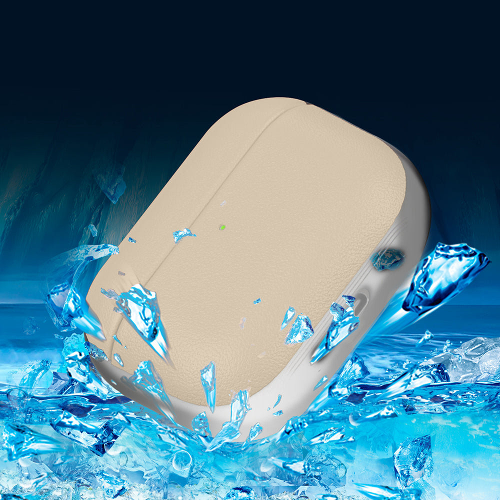 Apple AirPods Pro 3 Kılıf M-Safe Şarj Özellikli Mutural Poying Serisi Deri Tasarımlı Kapak Krem