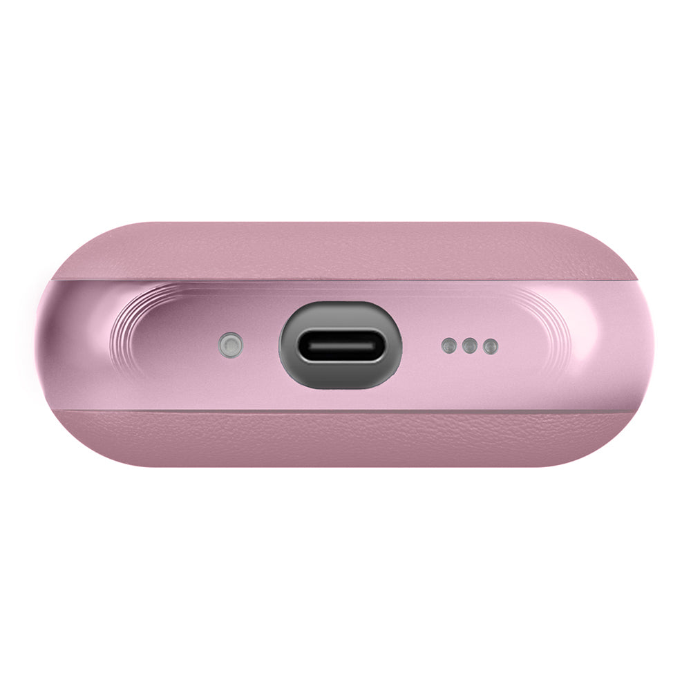 Apple AirPods Pro 3 Kılıf M-Safe Şarj Özellikli Mutural Poying Serisi Deri Tasarımlı Kapak Pembe