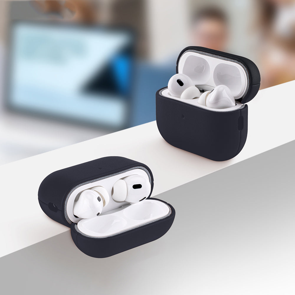 Apple AirPods Pro 3 Kılıf M-Safe Şarj Özellikli Mutural Yahu Serisi Deri Tasarımlı Kapak Lacivert