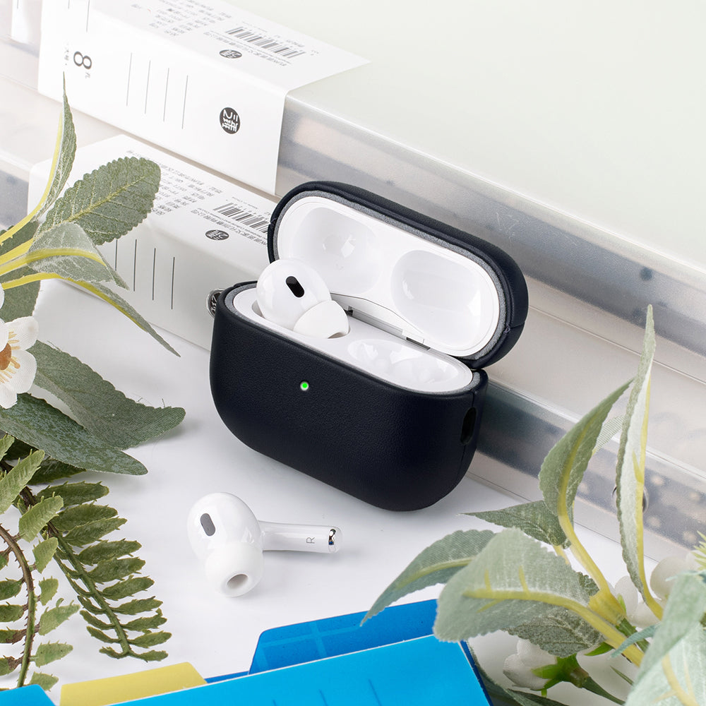 Apple AirPods Pro 3 Kılıf M-Safe Şarj Özellikli Mutural Yahu Serisi Deri Tasarımlı Kapak Lacivert
