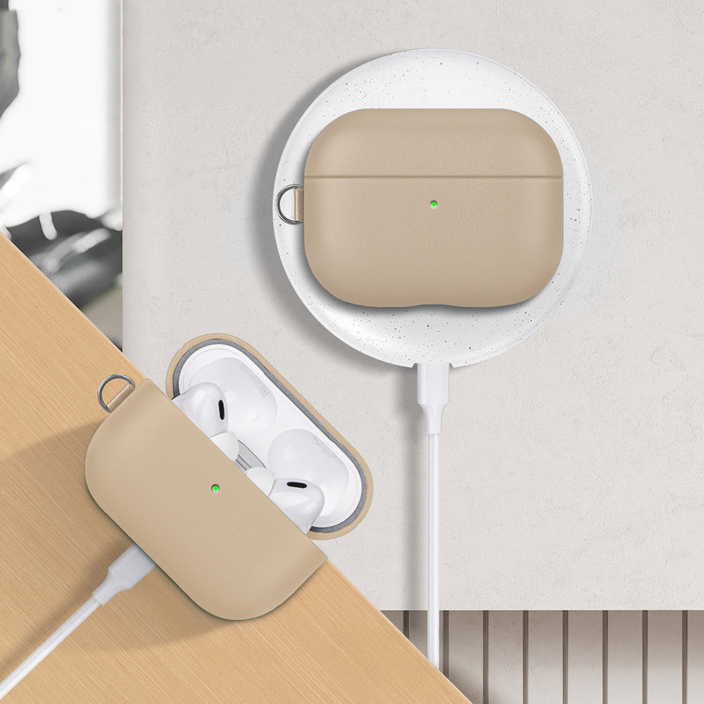 Apple AirPods Pro 3 Kılıf M-Safe Şarj Özellikli Mutural Yahu Serisi Deri Tasarımlı Kapak Kahverengi