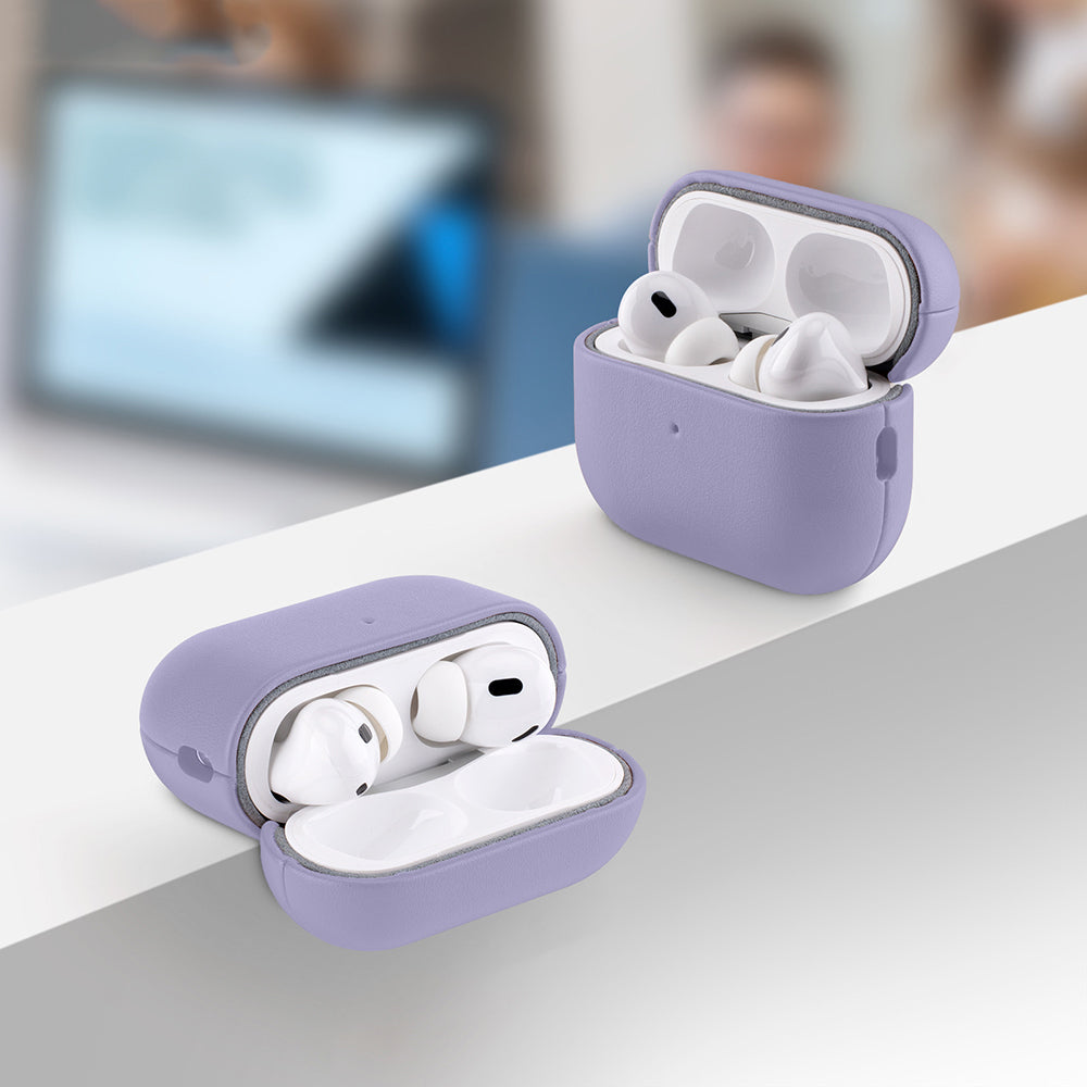 Apple AirPods Pro 3 Kılıf M-Safe Şarj Özellikli Mutural Yahu Serisi Deri Tasarımlı Kapak Mor