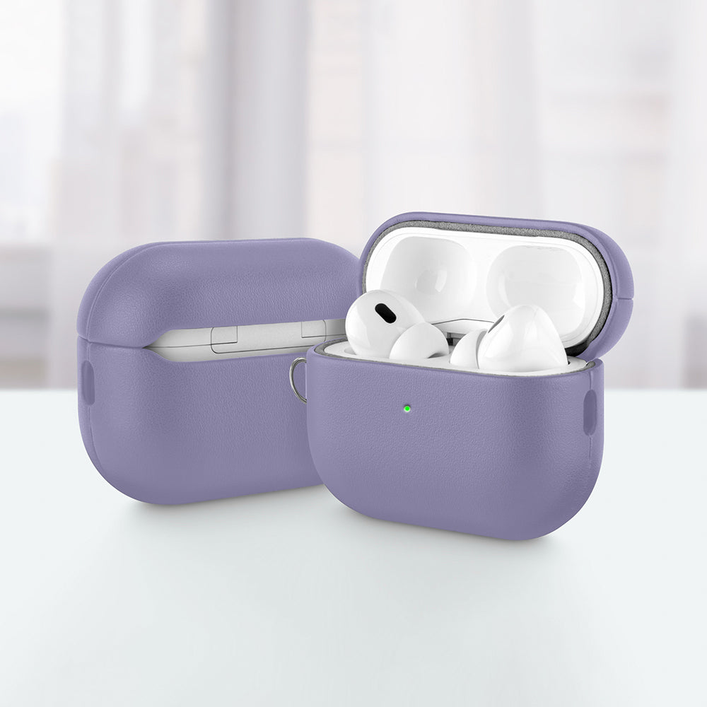 Apple AirPods Pro 3 Kılıf M-Safe Şarj Özellikli Mutural Yahu Serisi Deri Tasarımlı Kapak Mor