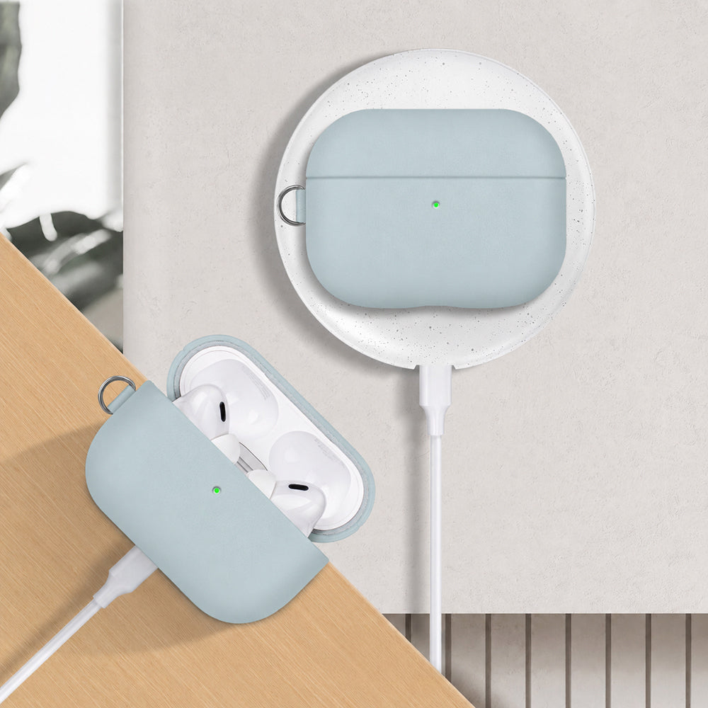Apple AirPods Pro 3 Kılıf M-Safe Şarj Özellikli Mutural Yahu Serisi Deri Tasarımlı Kapak Mavi