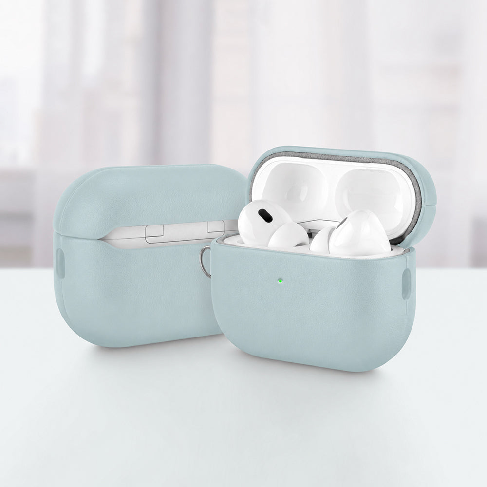 Apple AirPods Pro 3 Kılıf M-Safe Şarj Özellikli Mutural Yahu Serisi Deri Tasarımlı Kapak Mavi