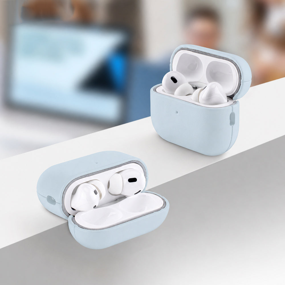 Apple AirPods Pro 3 Kılıf M-Safe Şarj Özellikli Mutural Yahu Serisi Deri Tasarımlı Kapak Mavi