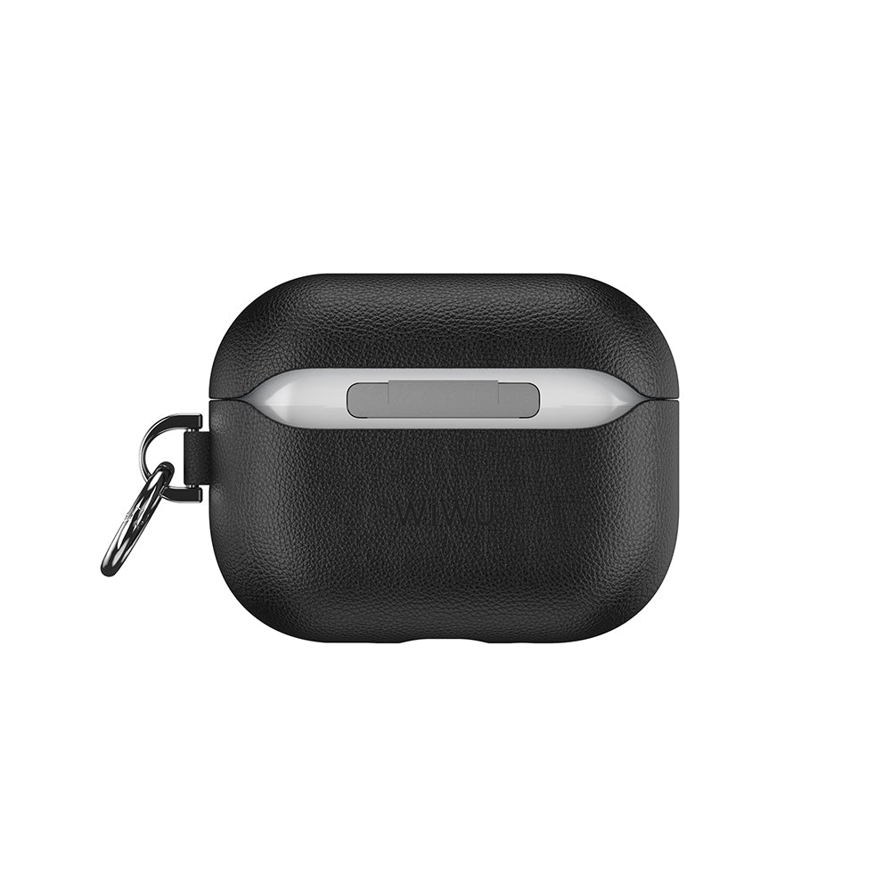 Apple AirPods Pro 3 Wiwu HC-201 Parmak İzi Bırakmayan Deri Kılıf Siyah