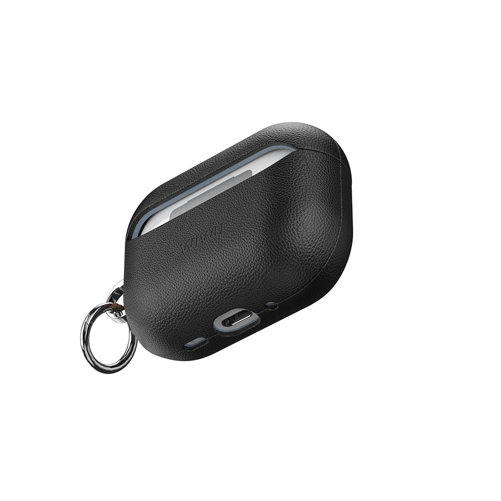 Apple AirPods Pro 3 Wiwu HC-201 Parmak İzi Bırakmayan Deri Kılıf Siyah