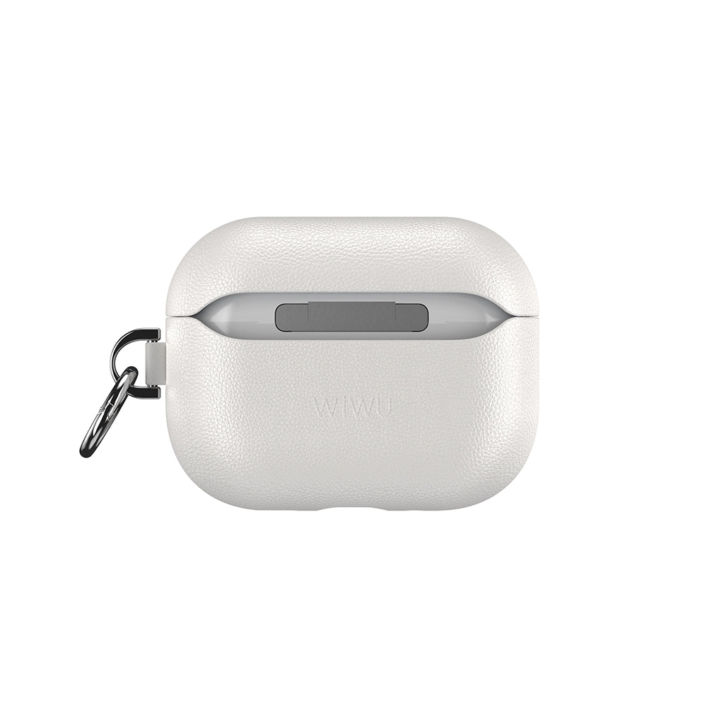 Apple AirPods Pro 3 Wiwu HC-201 Parmak İzi Bırakmayan Deri Kılıf Bej