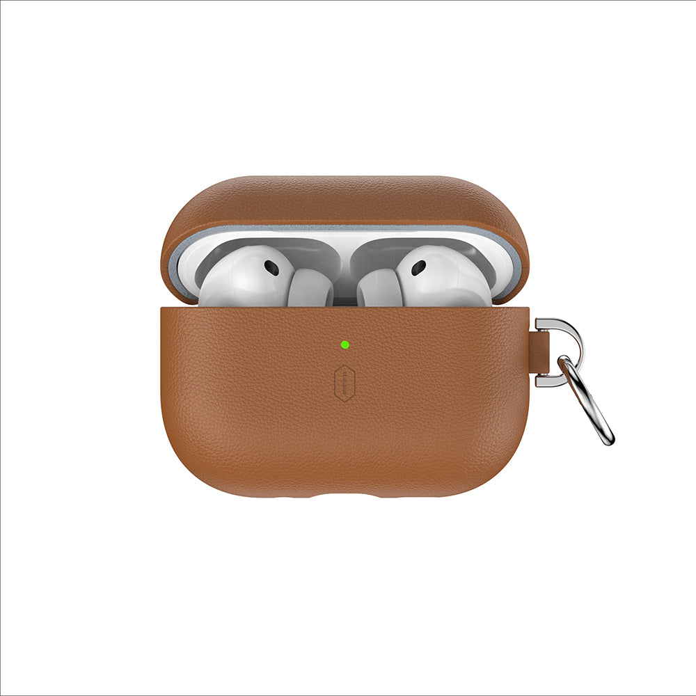Apple AirPods Pro 3 Wiwu HC-201 Parmak İzi Bırakmayan Deri Kılıf Kahverengi