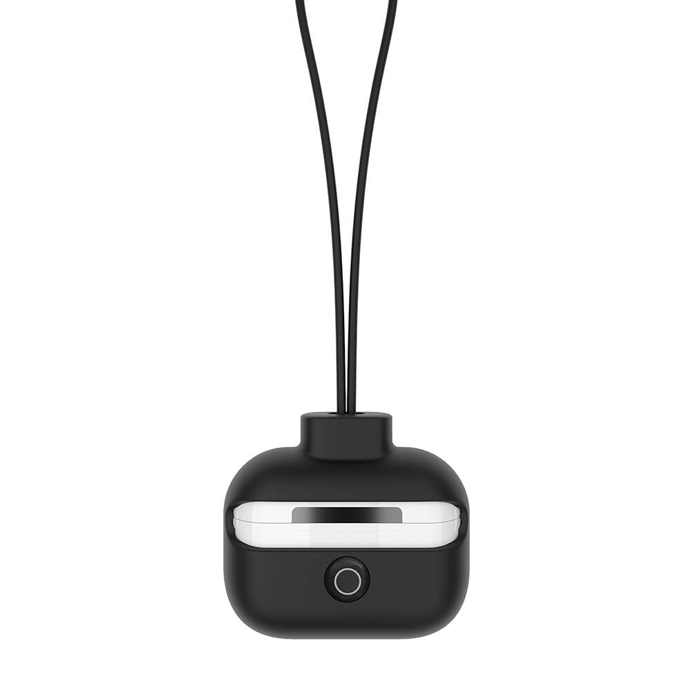 Airpods Pro Kılıf Boyun Askılı Jelly Bean Tasarımlı Lisanslı Switcheasy ColorBuddy Kılıf Siyah