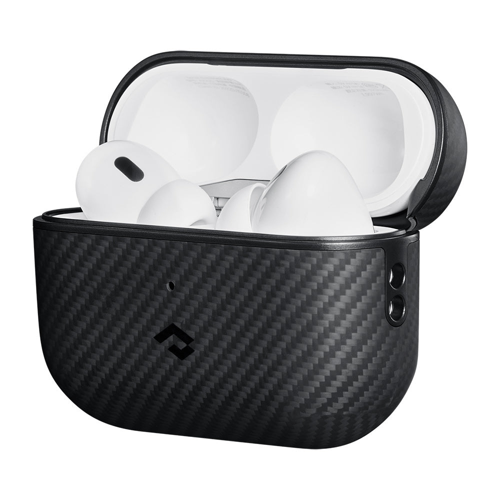 Airpods Pro Kılıf Magsafe Şarj Özellikli 600D Aramid Fiber Pitaka Classic Serisi Black-Grey Twill Kılıf Siyah-Gri