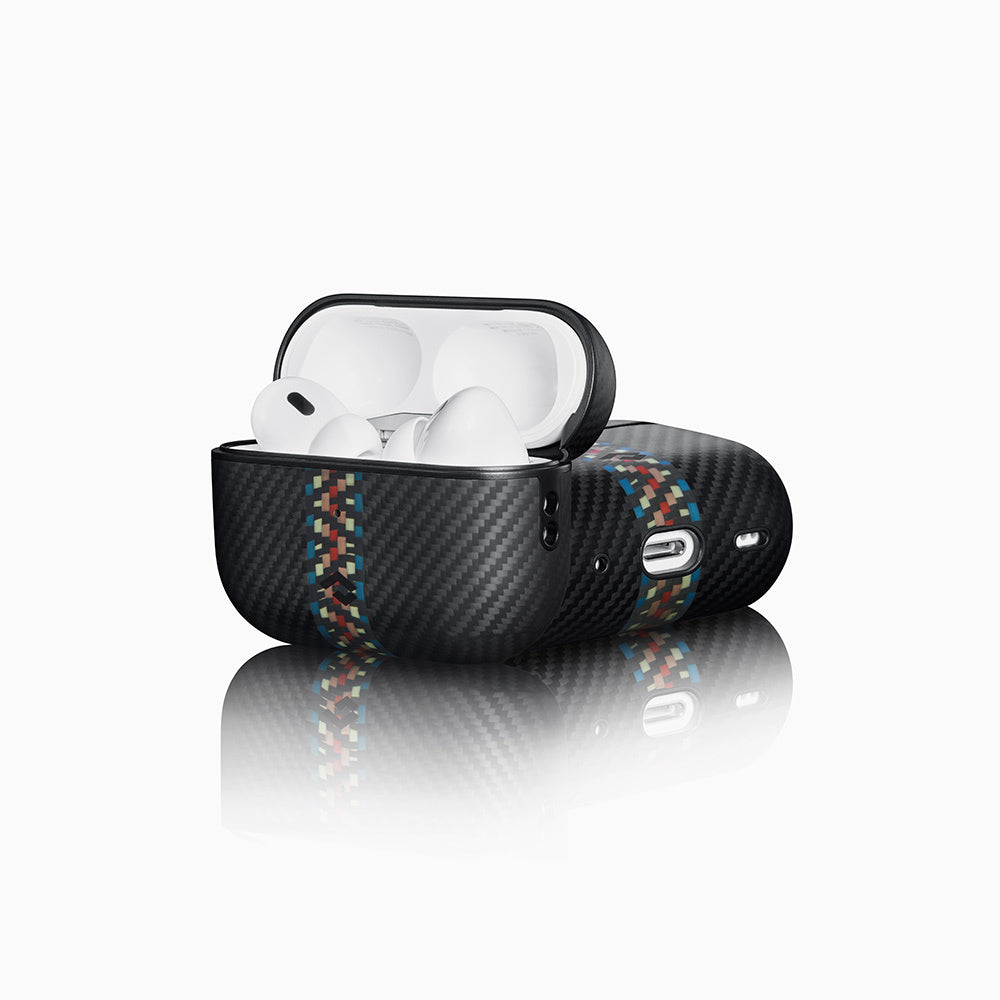 Airpods Pro Kılıf Magsafe Şarj Özellikli 600D Aramid Fiber Pitaka Orchestra Serisi Rhapsody Kılıf Siyah-Mavi