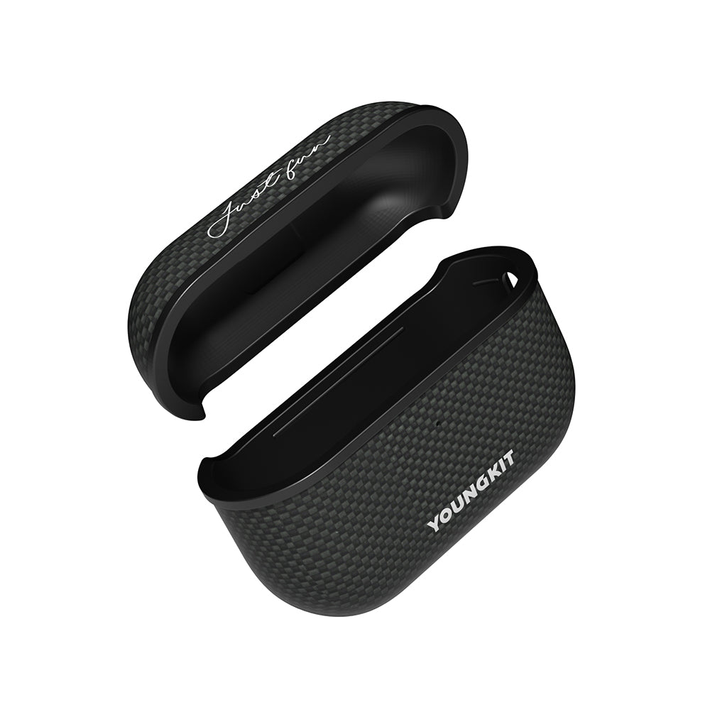 Apple Airpods Pro Kılıf Magsafe Şarj Özellikli Aramid Fiber Youngkit 1500D Kevlar Extreme Wing Serisi Kapak Siyah