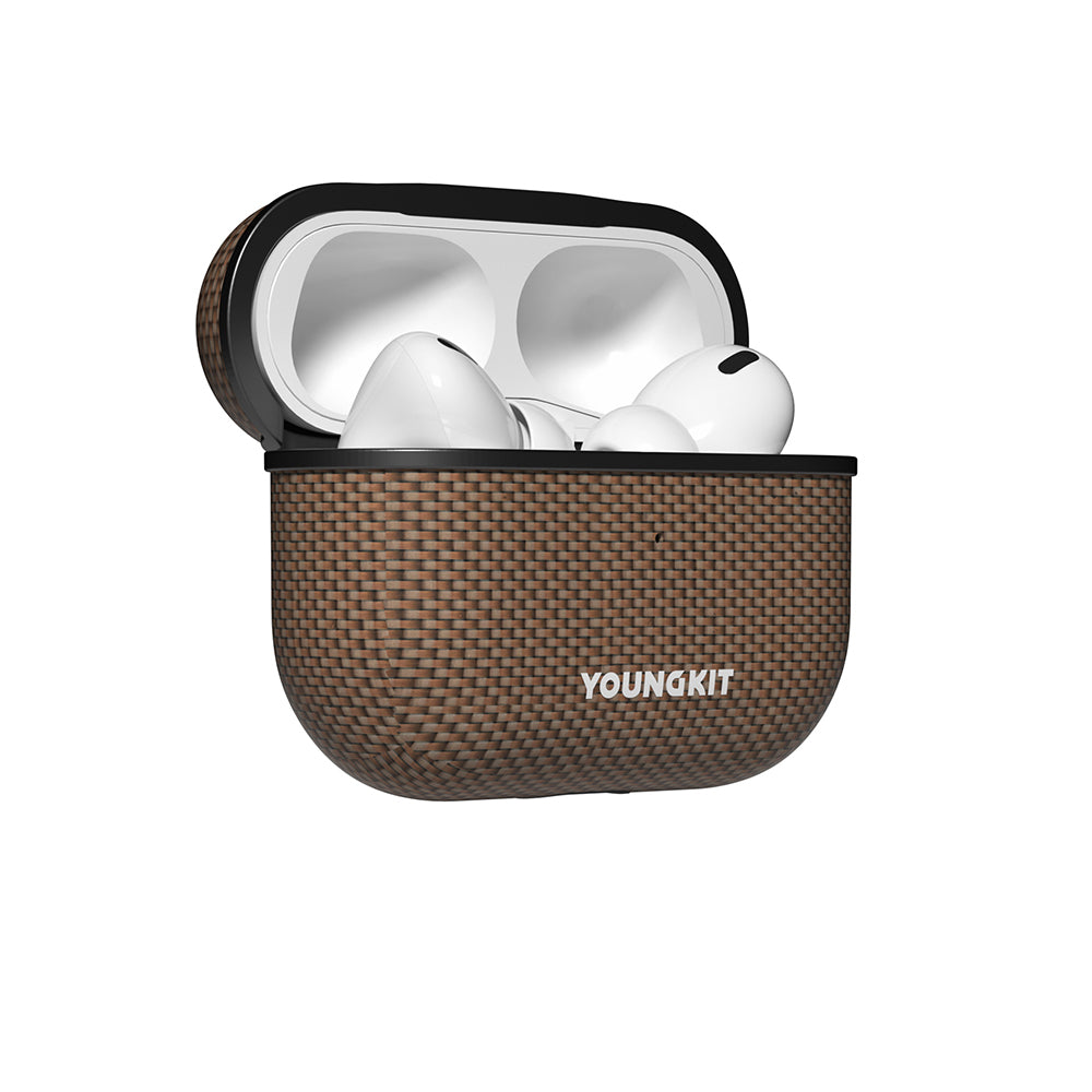 Apple Airpods Pro Kılıf Magsafe Şarj Özellikli Aramid Fiber Youngkit 1500D Kevlar Extreme Wing Serisi Kapak Gold