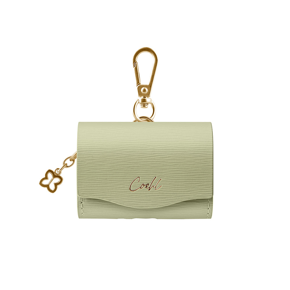 Apple Airpods Pro Kılıf PU Deri Çanta Tasarımlı Coehl Mirelle Serisi Kapak Açık Yeşil