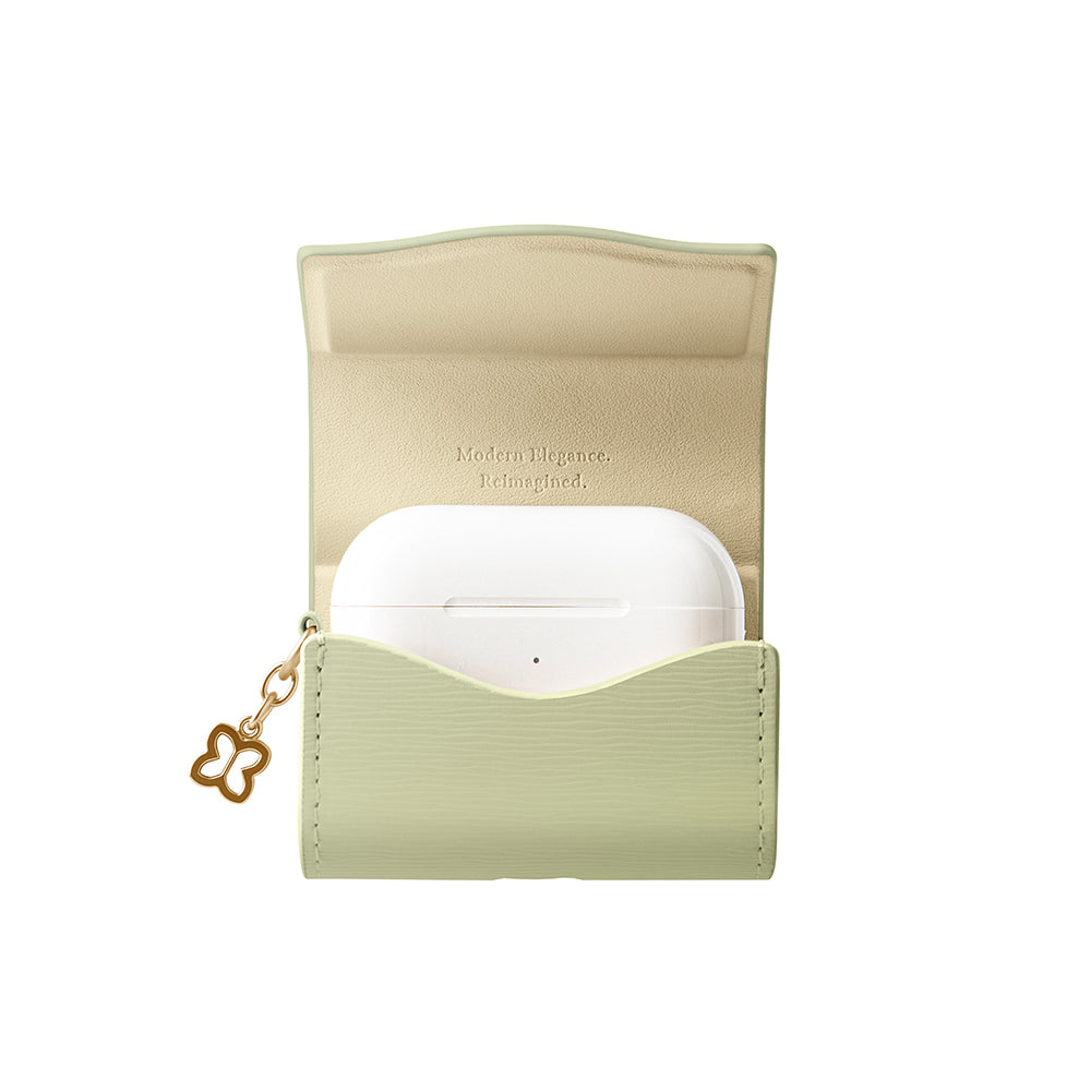 Apple Airpods Pro Kılıf PU Deri Çanta Tasarımlı Coehl Mirelle Serisi Kapak Açık Yeşil