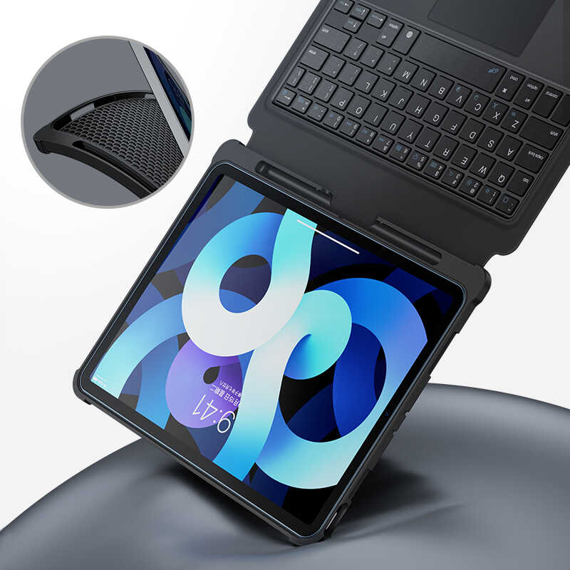iPad 10.2 2021 (9.Nesil) Benks Multifunctional Kablosuz Klavyeli Kılıf Siyah