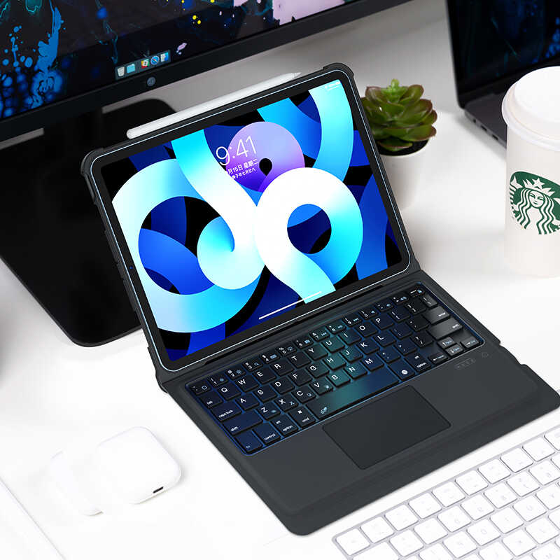 iPad 10.2 2021 (9.Nesil) Benks Multifunctional Kablosuz Klavyeli Kılıf Siyah