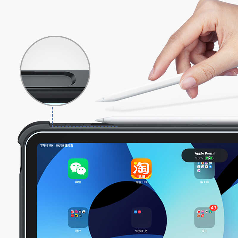 iPad 10.2 2021 (9.Nesil) Benks Multifunctional Kablosuz Klavyeli Kılıf Siyah