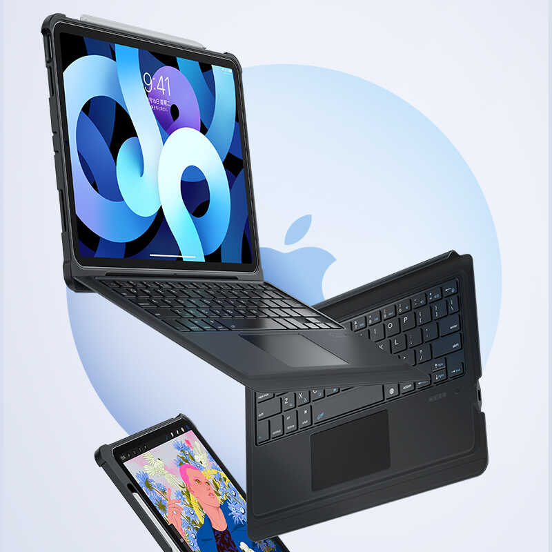 iPad 10.2 2021 (9.Nesil) Benks Multifunctional Kablosuz Klavyeli Kılıf Siyah