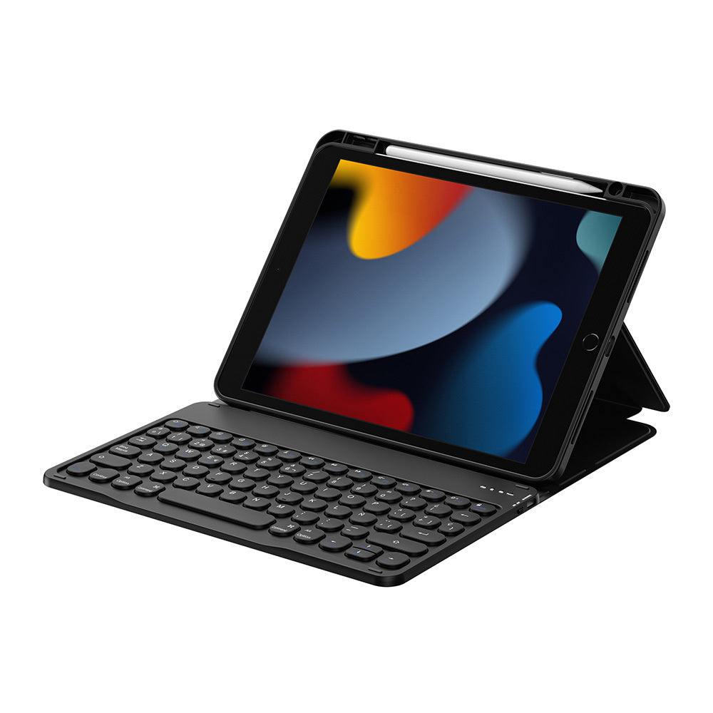 iPad 10.2 2021 (9.Nesil) Wiwu Protective Gizli Kalem Bölmeli Klavyeli Kılıf Pembe