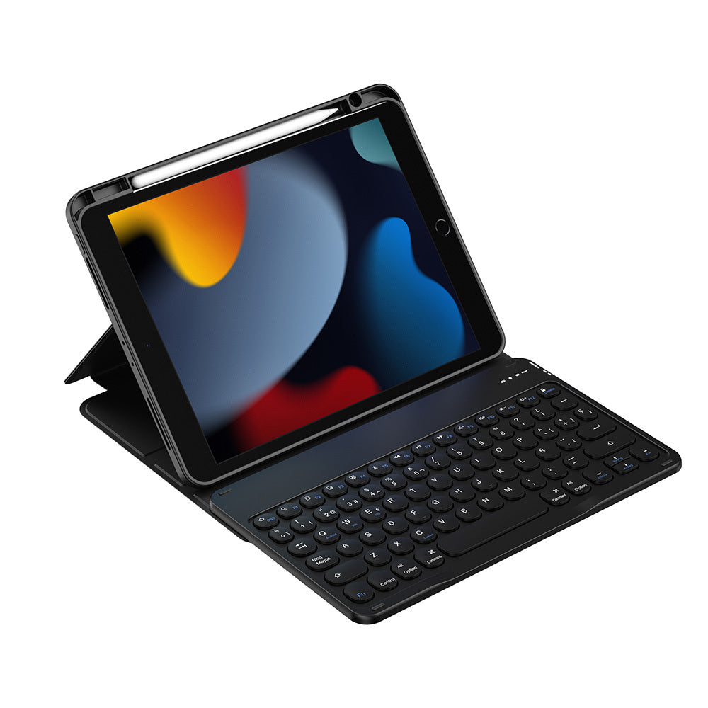 iPad 10.2 (8.Nesil) Wiwu Protective Gizli Kalem Bölmeli Klavyeli Kılıf Pembe