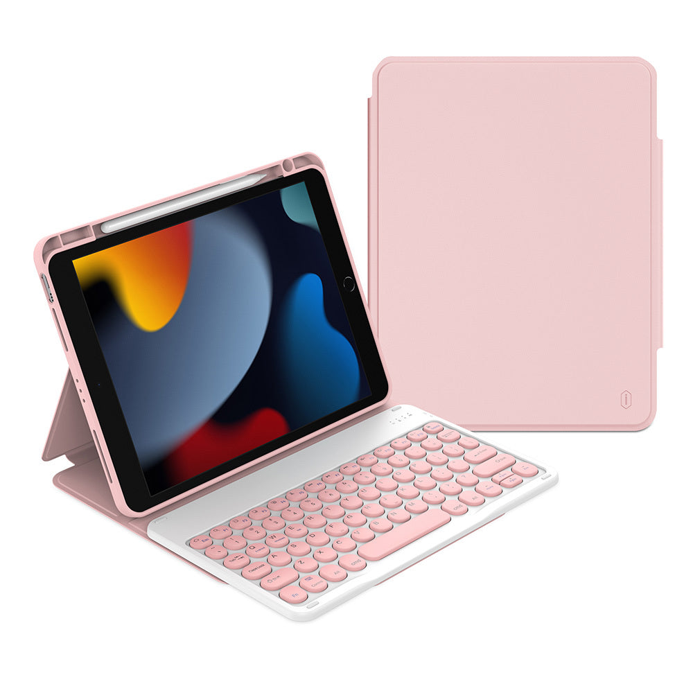 iPad 10.2 (8.Nesil) Wiwu Protective Gizli Kalem Bölmeli Klavyeli Kılıf Pembe