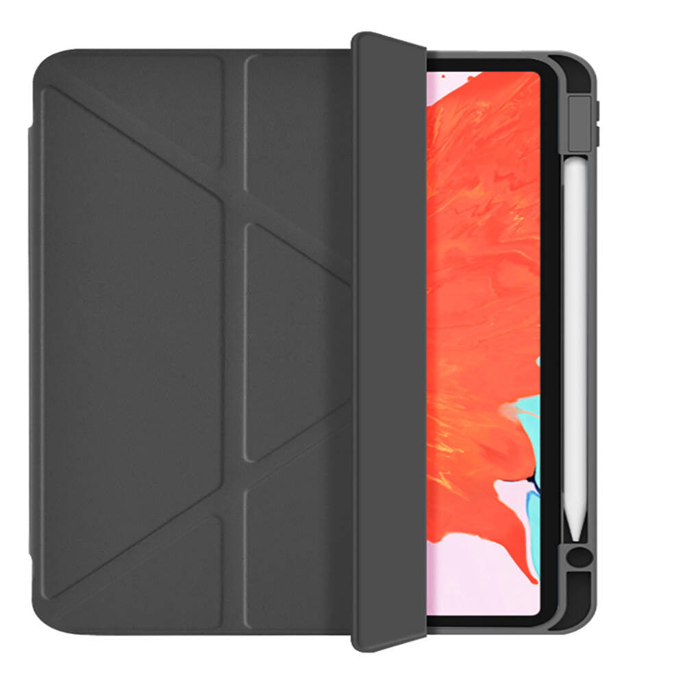 iPad 10.9 2022 (10.Nesil) Wiwu 360° Dönebilen Standlı Magnetik Koruyucu Tablet Kılıfı Gri