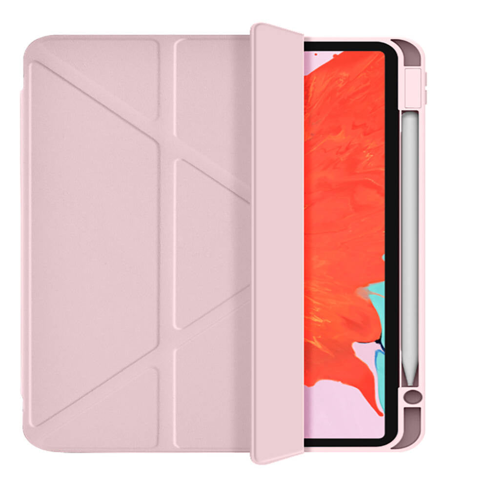 iPad 10.9 2022 (10.Nesil) Wiwu 360° Dönebilen Standlı Magnetik Koruyucu Tablet Kılıfı Pembe