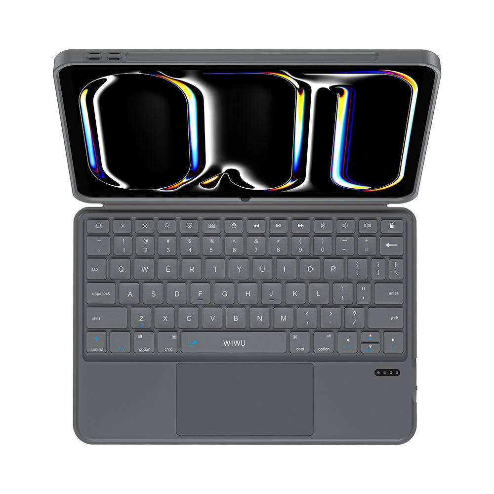 Apple iPad 10.9 2022 (5.Nesil) Wiwu MK-005 Combo 3in1 Kalem Bölmeli Klavyeli Standlı Kılıf Gri