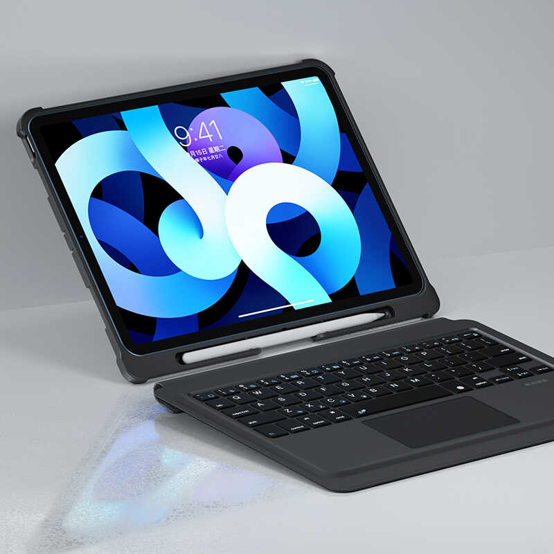 iPad Air 11 2024 Benks Multifunctional Kablosuz Klavyeli Kılıf Siyah